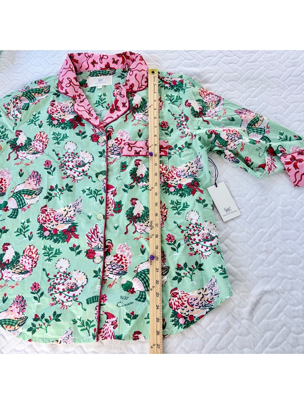 NWT Printfresh 100% Organic Cotton Pajama Set with Chickens Size S Comfy Cottage - Picture 12 of 15
